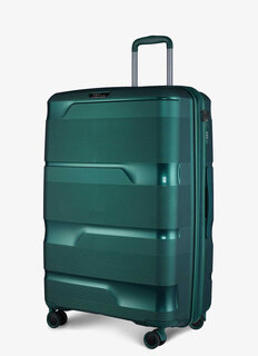 Большой чемодан V&V TRAVEL METALLO на 105/115 л весом 4,5 кг из полипропилена Зеленый